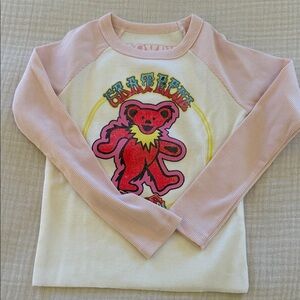 Rowdy Sprout Pink and Cream Bear Graphic Long Sleeve Tee